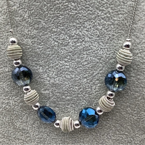 Trifari Blue and Silver Beaded Necklace - Picture 1 of 3